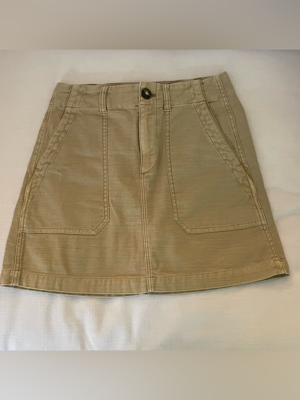 Faherty Evereve Cotton Stretch Soft Utility Surplus Mini Skirt Beige Womens Sz 4